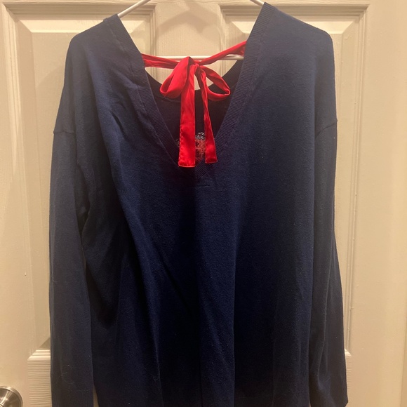 TORRID SWEATER - SNOW WHITE CHIFFON TIE BOW DETAIL PULLOVER SWEATER - DISNEY 1X - Picture 6 of 7